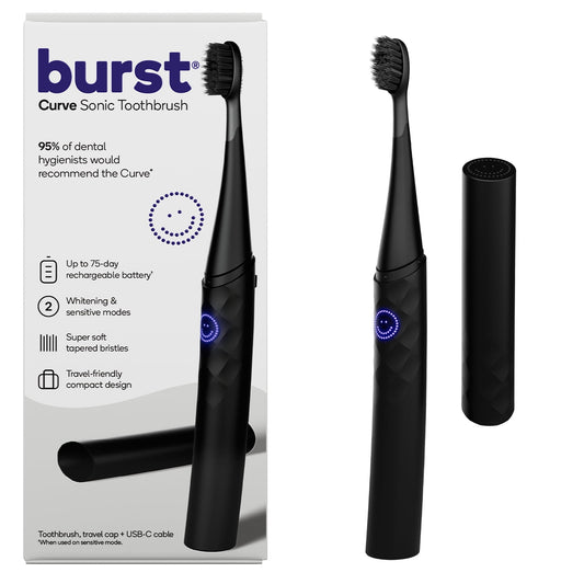 BURST Curve Sonic Rechargeable Electric Toothbrush with Timer – Black