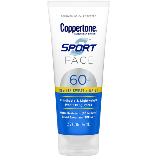Coppertone Sport Face Sunscreen SPF 60+ | Water-Resistant Lotion, 2.5 fl oz