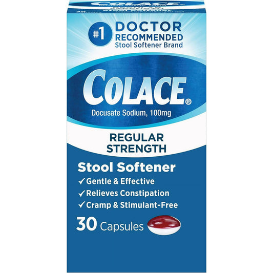 Colace 100mg Regular Strength Softgels 30 Ct Gentle Constipation Relief