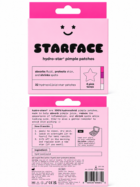 Starface Hydro-Stars Hydrocolloid Pimple Patches – Pink, 32 Ct