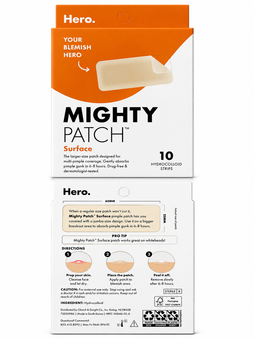 Hero Cosmetics Mighty Patch Surface – Hydrocolloid Acne Patches 10 ct