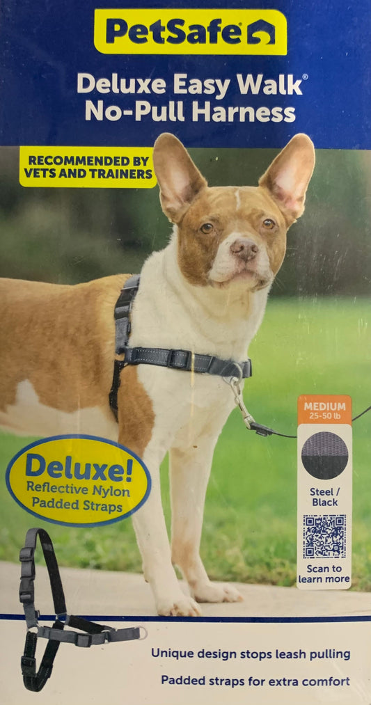 PetSafe Deluxe Easy Walk No-Pull Harness, Medium (25-50 lbs), Steel/Black