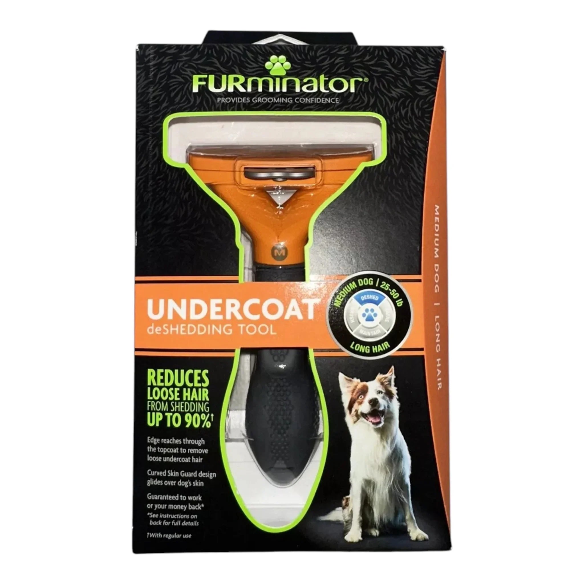 FURminator Undercoat deShedding Tool for Medium Dogs, Long Hair (25-50 lbs) - Exotic Pro