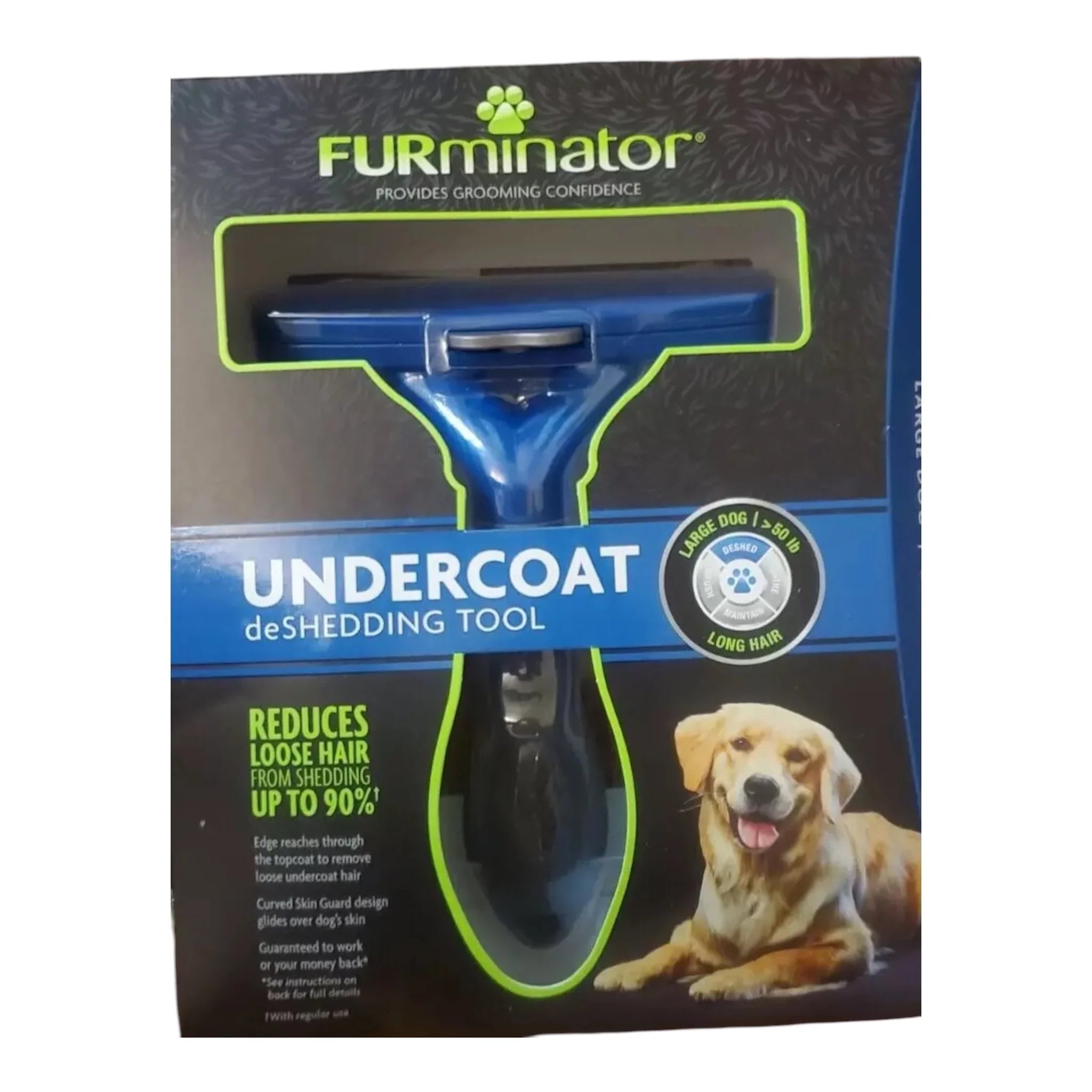 FURminator Undercoat deShedding Tool for Large Dogs, Long Hair (>50 lbs) - Exotic Pro