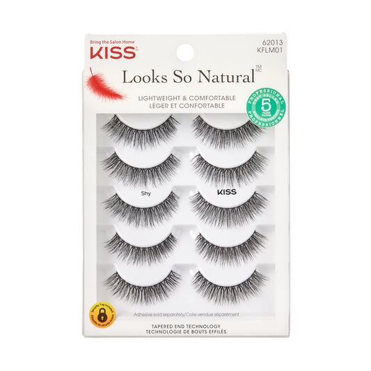 KISS Looks So Natural False Eyelashes - Shy 12mm Black | 5 Pairs - Exotic Pro