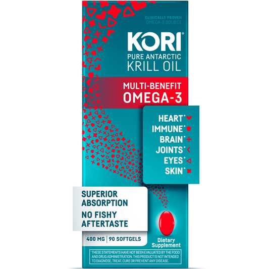 Kori Krill Oil Omega-3 Softgels, Superior Absorption vs. Fish Oil, 90 Ct