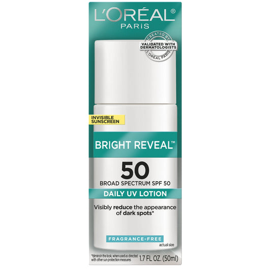 L'Oreal Paris Bright Reveal Broad Spectrum SPF 50 Sunscreen Lotion, 1.7 fl oz