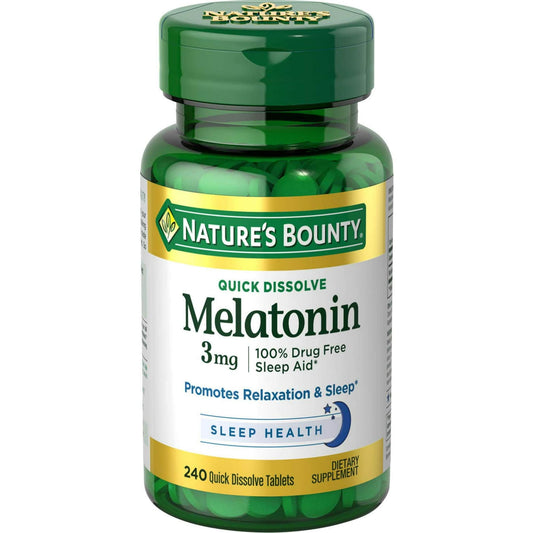 Nature’s Bounty Melatonin 3mg – Quick Dissolve Tablets (240 Ct)