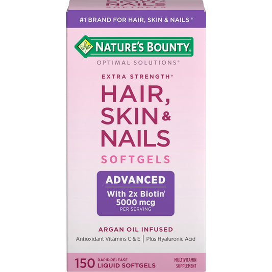 Nature's Bounty Advanced Hair, Skin & Nails Softgels, Biotin & Vitamins, 150 Ct