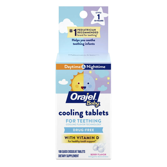 Orajel Baby Teething Cooling Tablets – Pain Relief for Swollen Gums, 100 Quick Dissolve