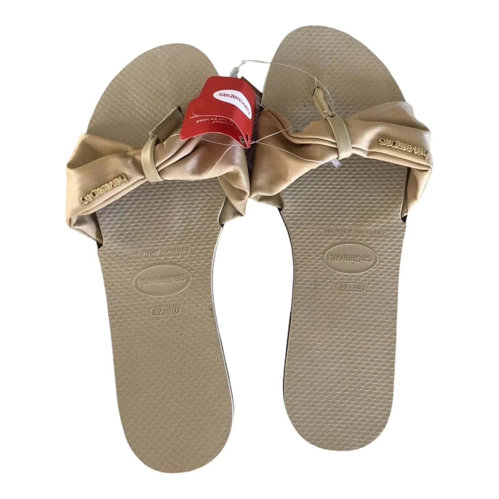 Havaianas Women's Beige Bow Shaped Tong Flip Flop - Size 39/40 (USA 9/10W, EUR 41/42) - Exotic Pro