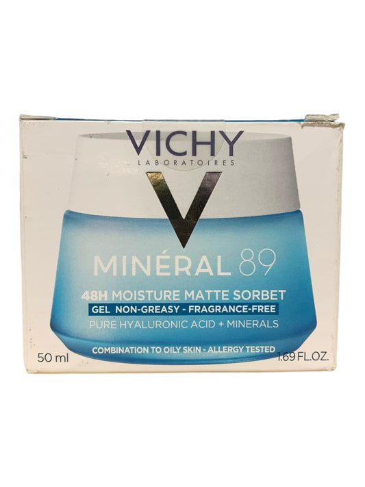 Vichy Mineral 89 48H Moisture Matte Sorbet, Oil-Free Hydrating Gel, 1.69oz