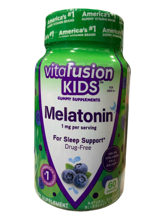 Vitafusion Kids Melatonin Gummies – Blueberry Sleep Support Supplements, 50 Gummies