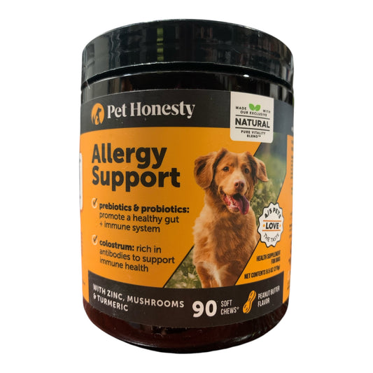 Pet Honesty Allergy Support Chews with Zinc & Turmeric, Peanut Butter Flavor, 90 ct