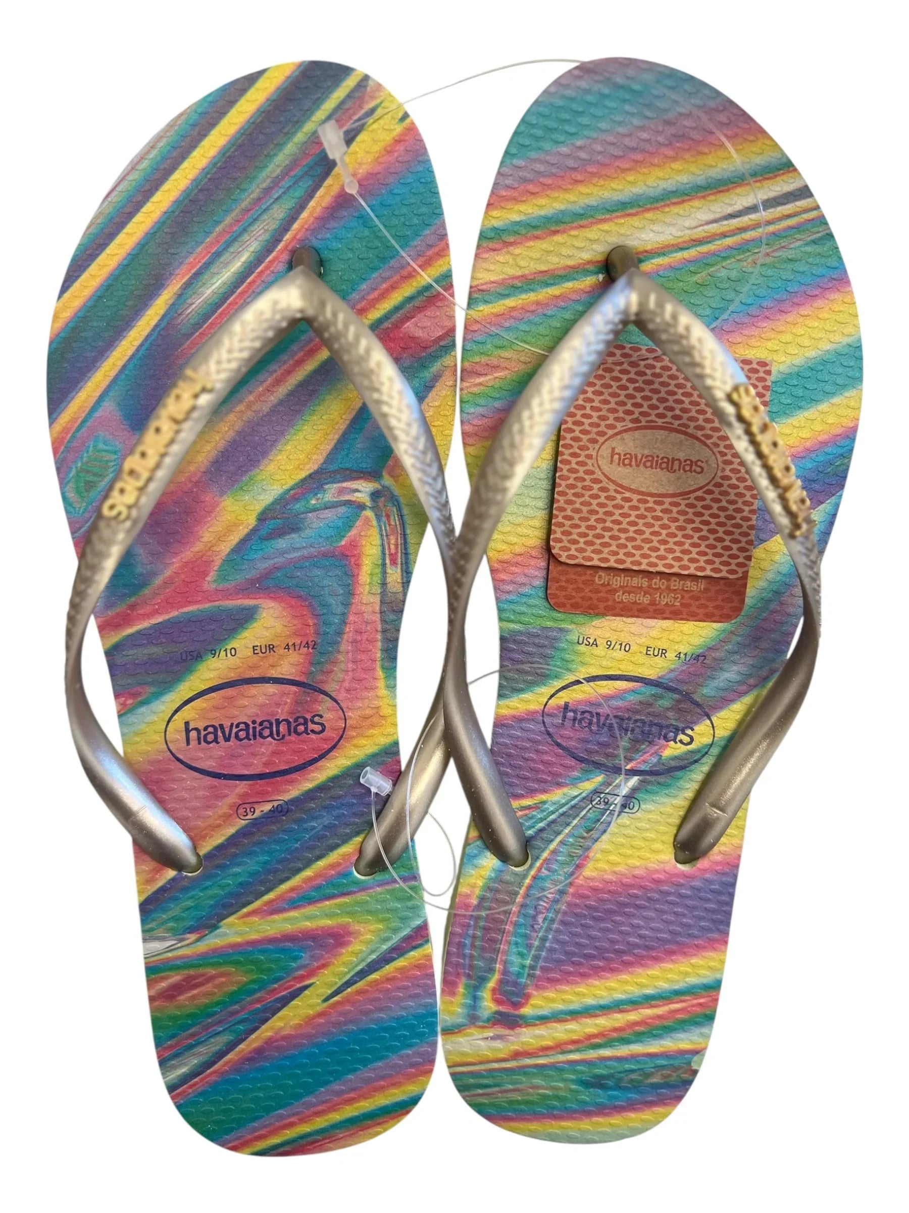 Havaianas Slim Iridescent Women's Flip Flops – Lime Green, Size 9/10 - Exotic Pro