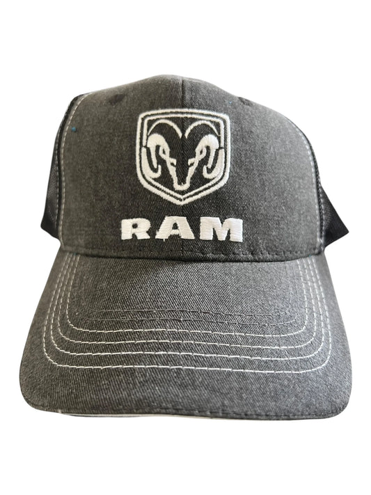 Dodge Ram Logo Trucker Snapback Hat - Gray & Black Mesh Adjustable Cap - Exotic Pro
