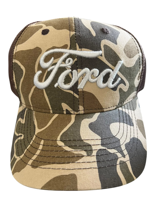 Ford Scanto Play Army Brown Trucker Hat - Mesh Back Adjustable Cap - Exotic Pro