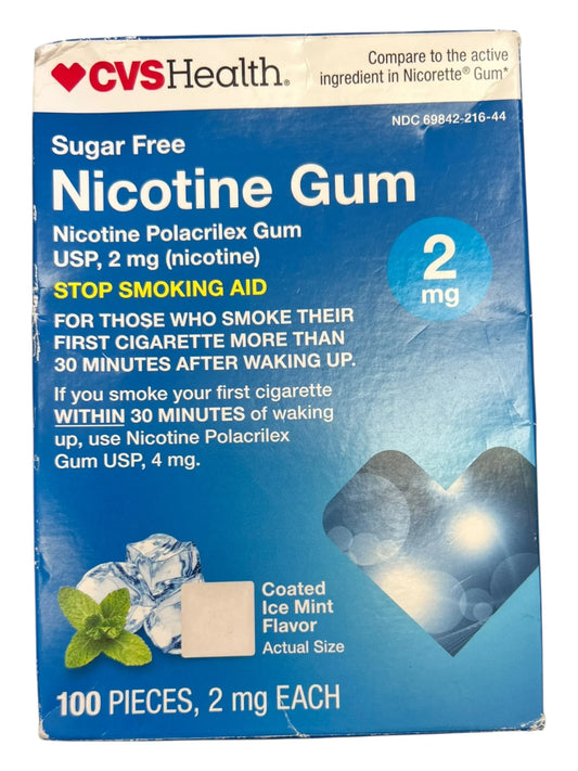 CVS Nicotine Gum 2mg Ice Mint – 100 Pieces, Sugar Free - Exotic Pro