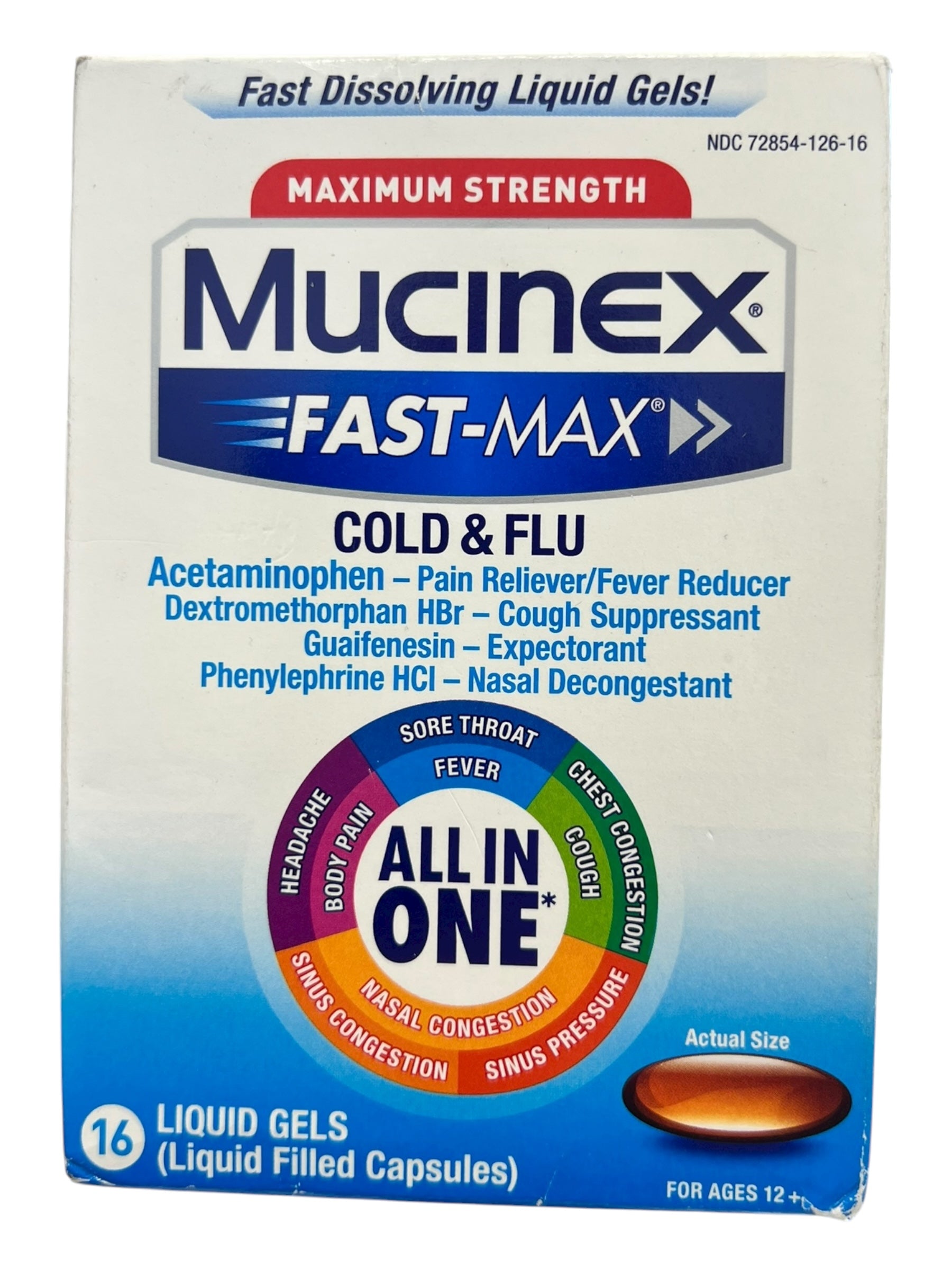 Mucinex Fast-Max Cold & Flu Liquid Gels, Cough & Congestion Relief, 16 Ct - Exotic Pro