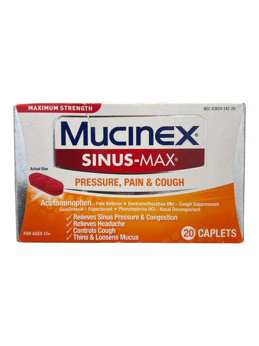 Mucinex Sinus-Max Pressure, Pain & Cough Relief Caplets, 20 Ct - Exotic Pro