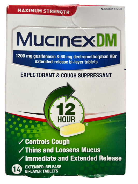 Mucinex DM Max Strength 12 Hour Cough & Mucus Relief Tablets, 14 Ct - Exotic Pro
