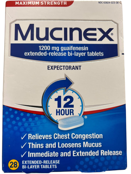 Mucinex 12 Hour Max Strength Expectorant Tablets, Mucus Relief, 28 Ct - Exotic Pro