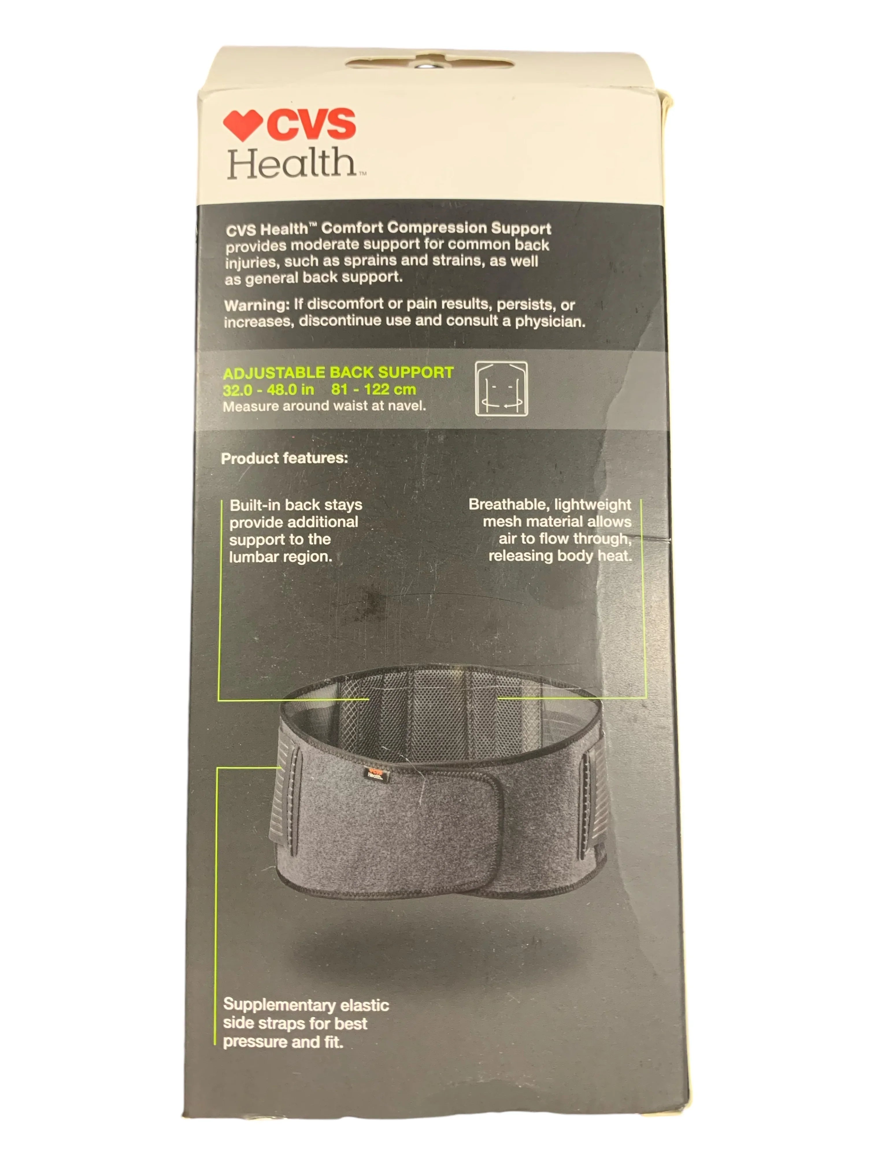 CVS Health Back Comfort Compression Support – Moderate, Adjustable One-Size Fit - Exotic Pro