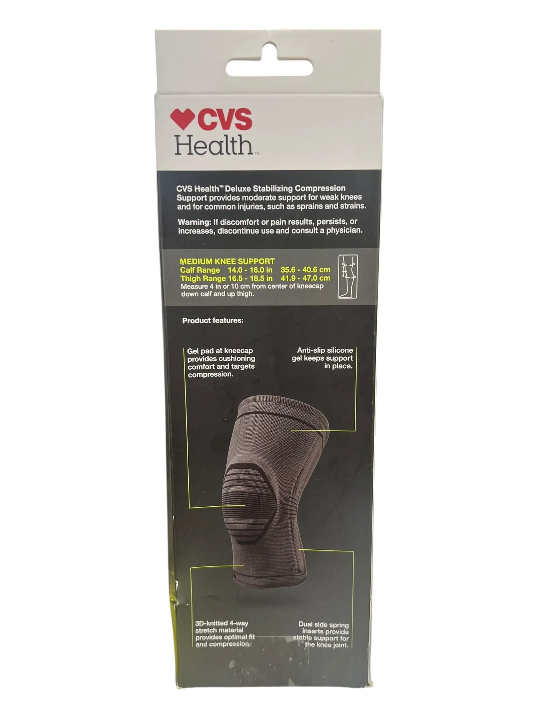 CVS Health Knee Compression Support – Deluxe Stabilizing, Size Medium - Exotic Pro