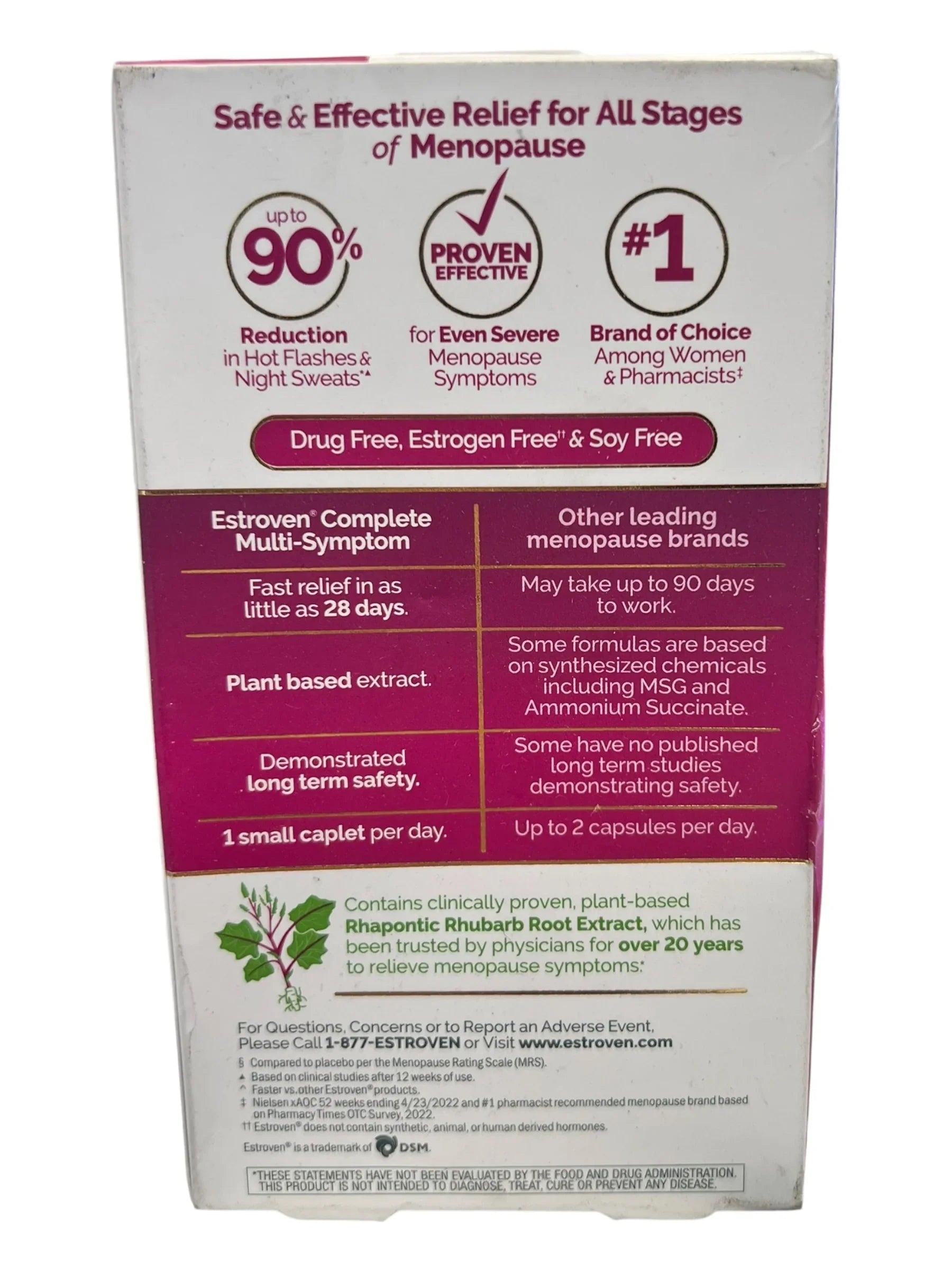 Estroven Complete Menopause Relief with Rhubarb Root Extract, 60 Ct - Exotic Pro