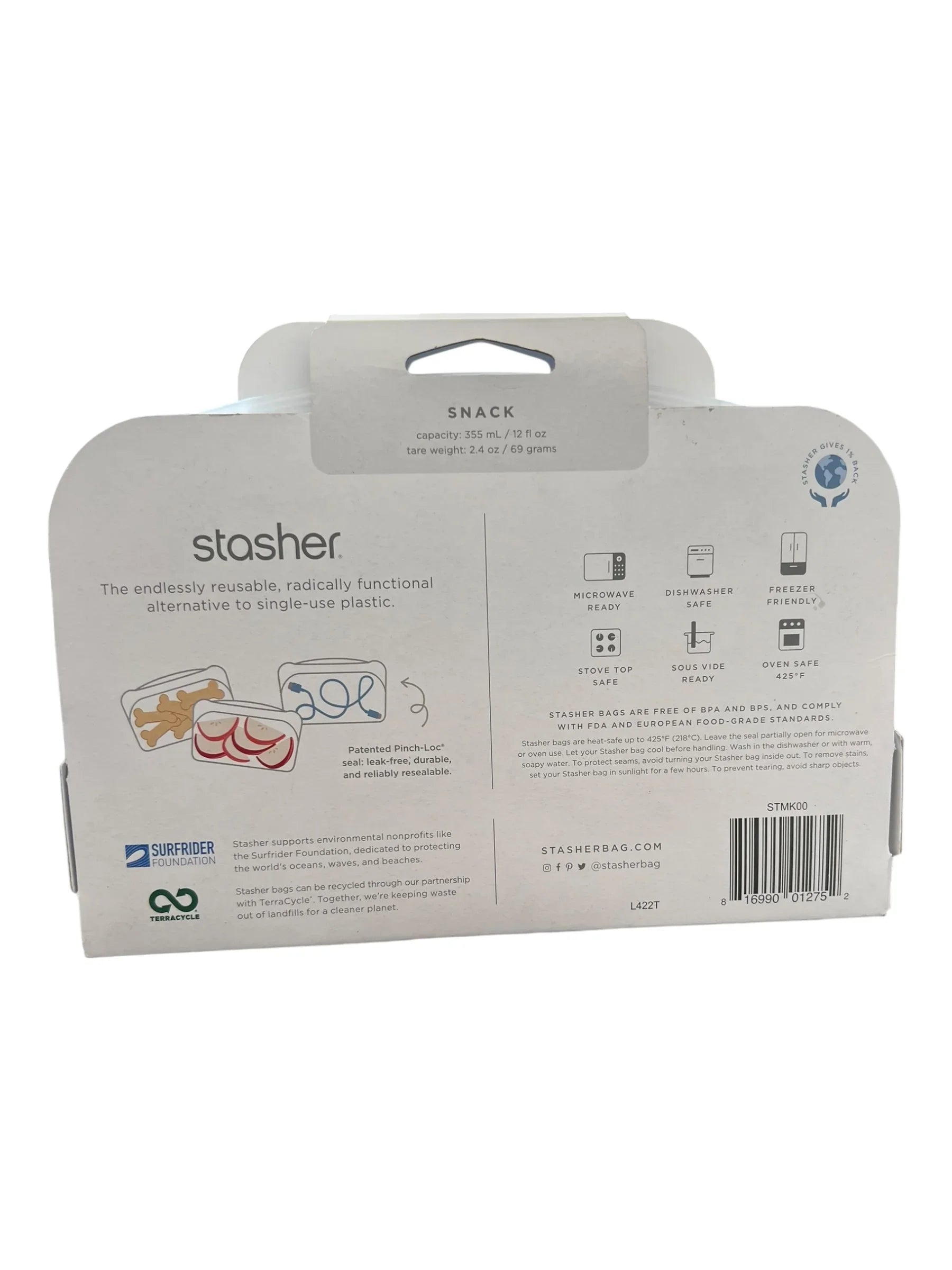 Stasher 12oz Clear Silicone Reusable Snack Bag – Leakproof & Dishwasher Safe - Exotic Pro