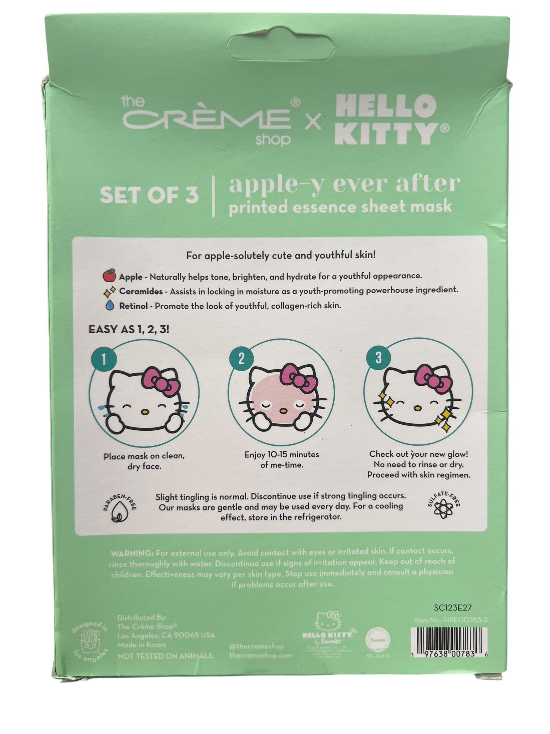 Hello Kitty Apple-y Essence Sheet Mask – The Crème Shop Limited Edition - Exotic Pro