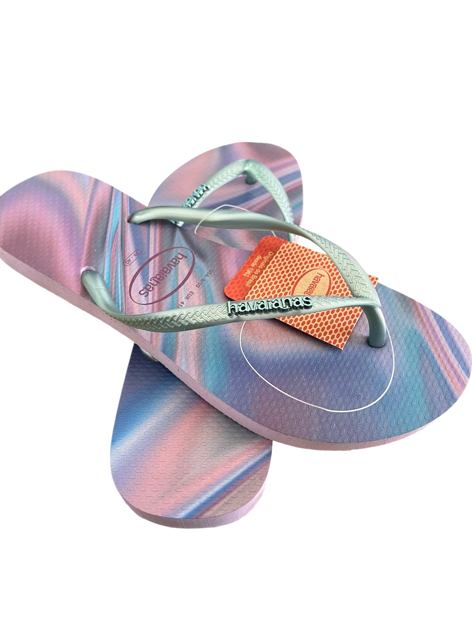 Havaianas Women's Slim Iridescent Flip Flop Sandals - Quiet Lilac (Size 9/10) - Exotic Pro