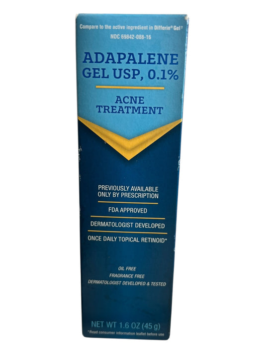 Adapalene Gel 0.1% Topical Acne Treatment | 1.6 oz Maximum Strength Retinoid