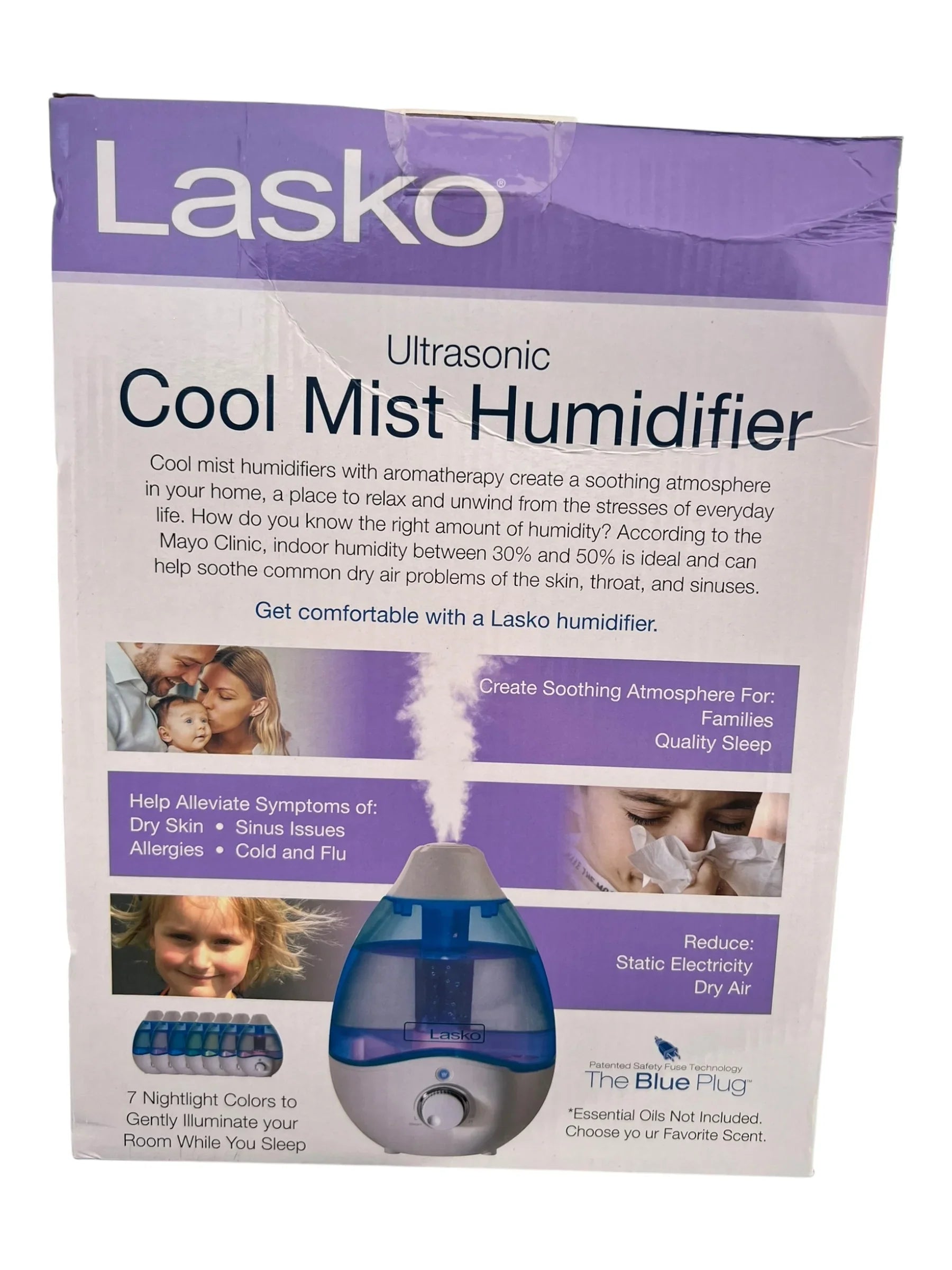 Lasko Ultrasonic Cool Mist Humidifier with Scent Tray & Nightlight - UH200 - Exotic Pro