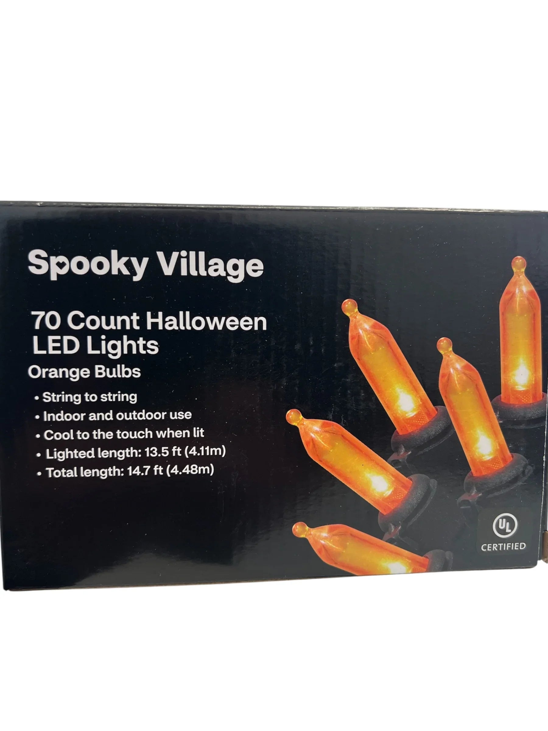 Spooky Village Halloween String Lights – Orange, 70 Count Indoor/Outdoor - Exotic Pro