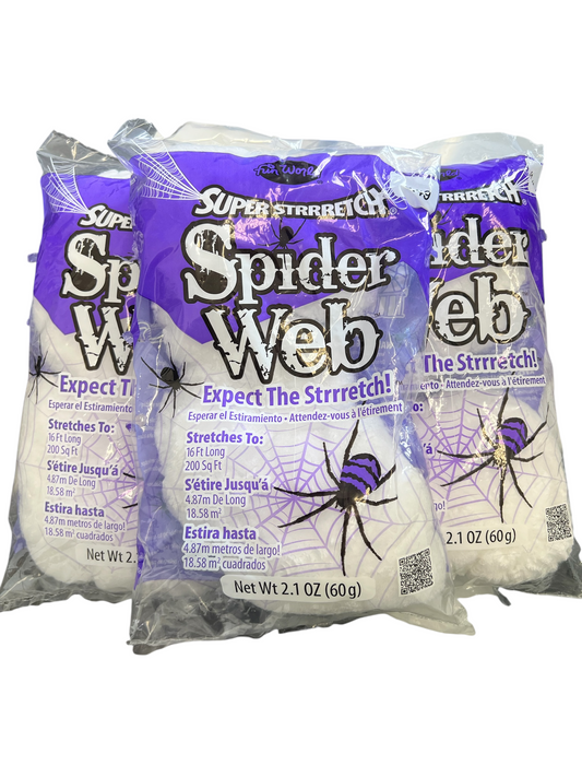 Super Stretch Spider Web Halloween Decor – Pack of 3 Webs - Exotic Pro