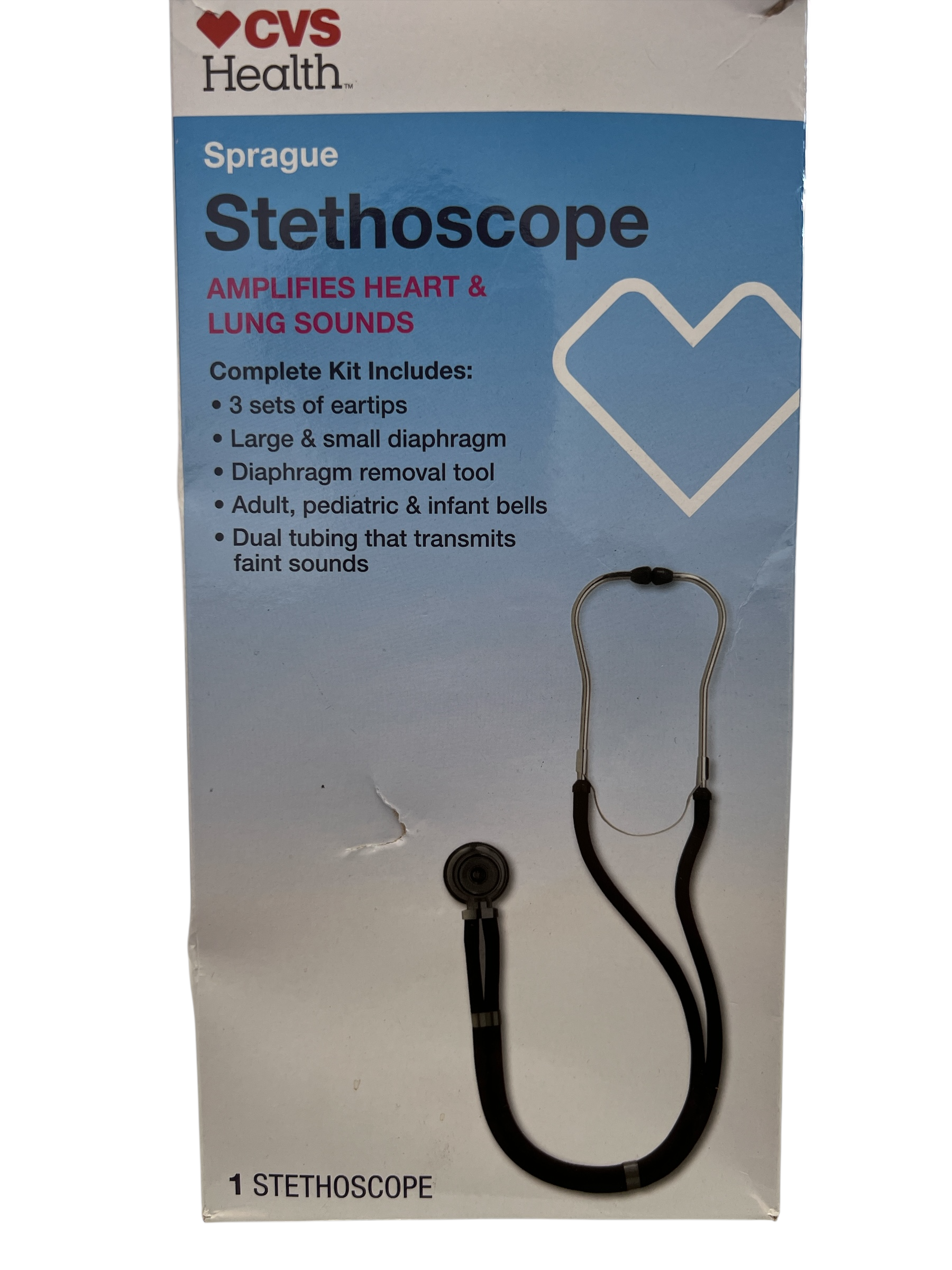 CVS Health Sprague Stethoscope Kit – Dual Head, Complete Diagnostic Set