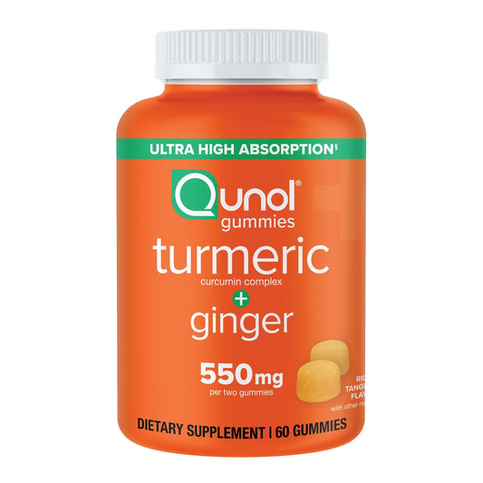 Qunol Turmeric & Ginger Gummies – Joint Support, High Absorption, 500mg Turmeric + 50mg Ginger