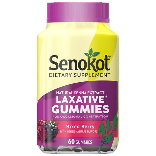 Senokot Natural Senna Laxative Gummies, Mixed Berry, 60-Count