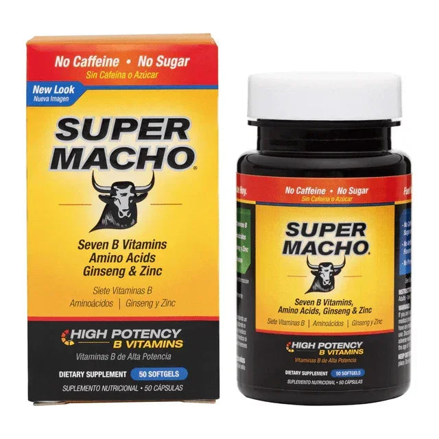 Super Macho Vitamin B Supplement for Men | 50 Ct with Ginseng & Zinc - Exotic Pro