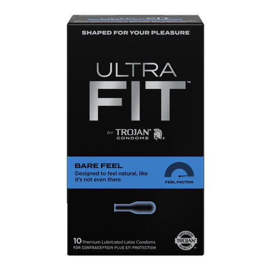 Trojan UltraFit Bare Feel Condoms – Thin Lubricated Latex, 10 Count