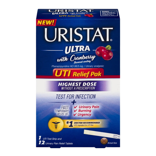 Uristat UTI Relief Pak with Cranberry – 12 Ct | Fast Urinary Pain Relief