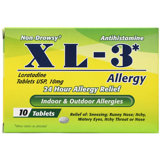 XL-3 Allergy Tablets, 24-Hour Antihistamine Allergy Relief, 10 Ct