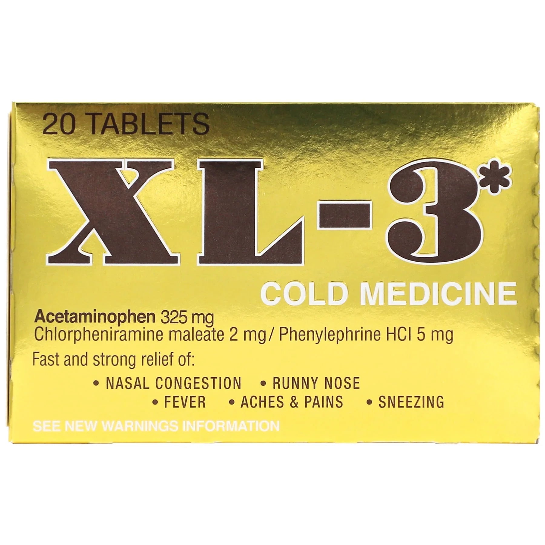 XL-3 Cold & Flu Tablets, Non-Drowsy Nasal Congestion & Fever Relief, 20 Ct - Exotic Pro