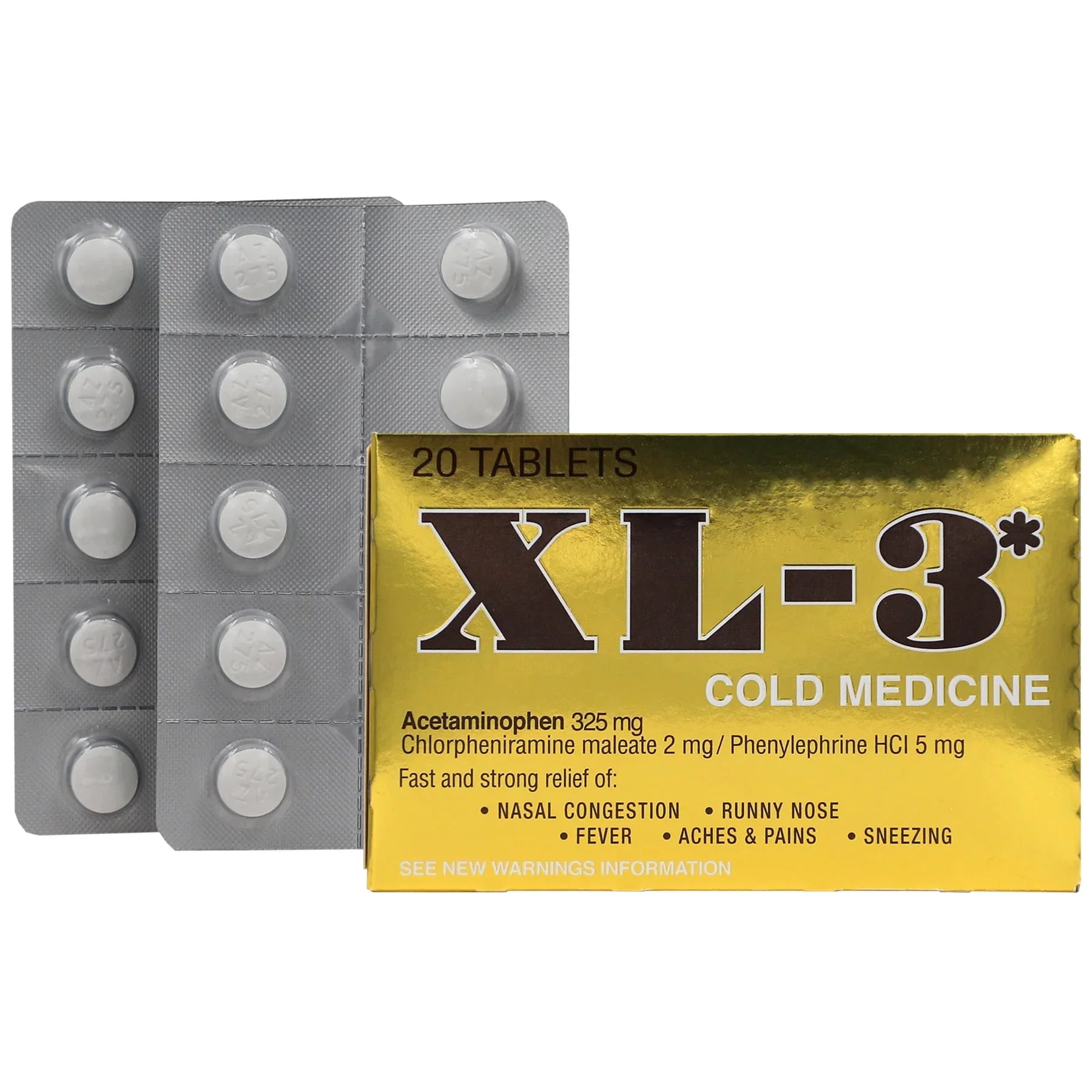 XL-3 Cold & Flu Tablets, Non-Drowsy Nasal Congestion & Fever Relief, 20 Ct - Exotic Pro