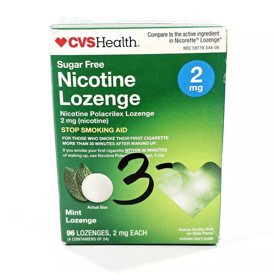 CVS Health Sugar-Free Nicotine Lozenge 2mg – Mint Flavor, 96ct