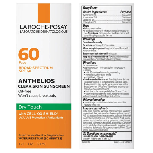 La Roche-Posay Anthelios Clear Skin SPF60 Dry Touch Sunscreen 1.7oz