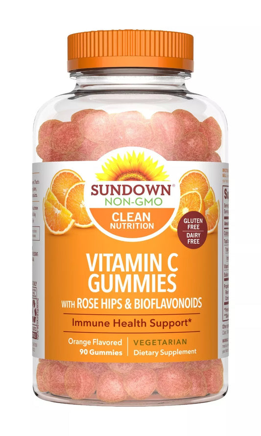 Sundown Vitamin C Gummies – Immune Support with Rose Hips & Bioflavonoids, 90ct