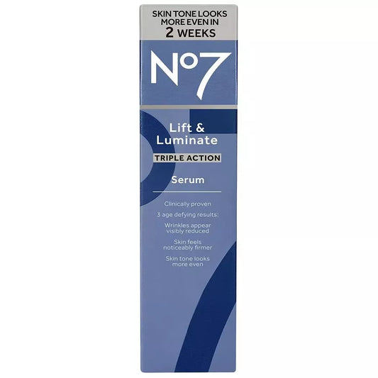 No7 Lift & Luminate Triple Action Face Serum with Matrixyl 3000 Plus Collagen Peptides, 1 oz