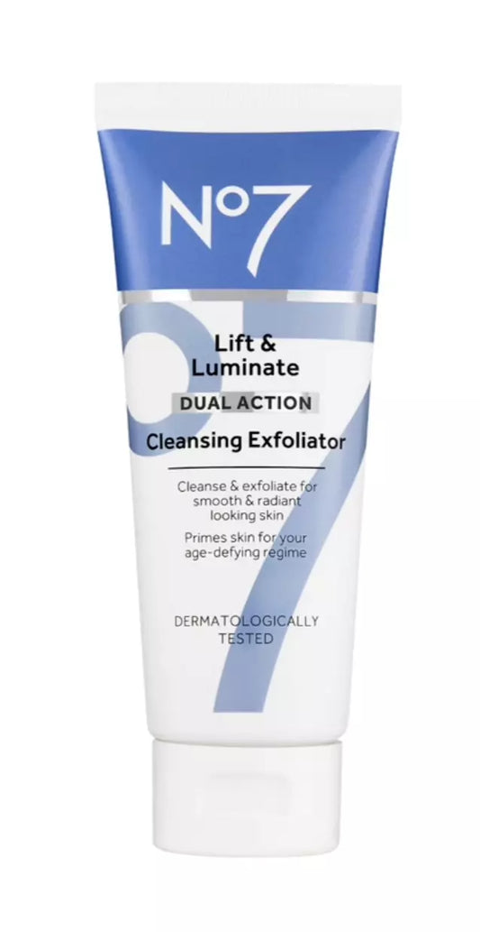 No7 Lift & Luminate Dual Action Cleansing Exfoliator-Smooth & Radiant-3.3 Oz